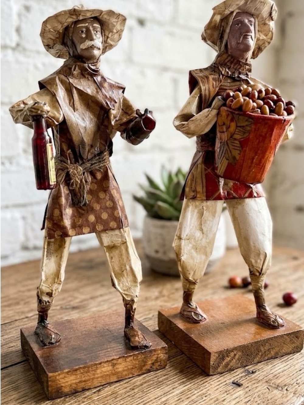 Unique Handmade Rustic Farmer Figurines | Set of 2 | Farmer Figurine Décor Set